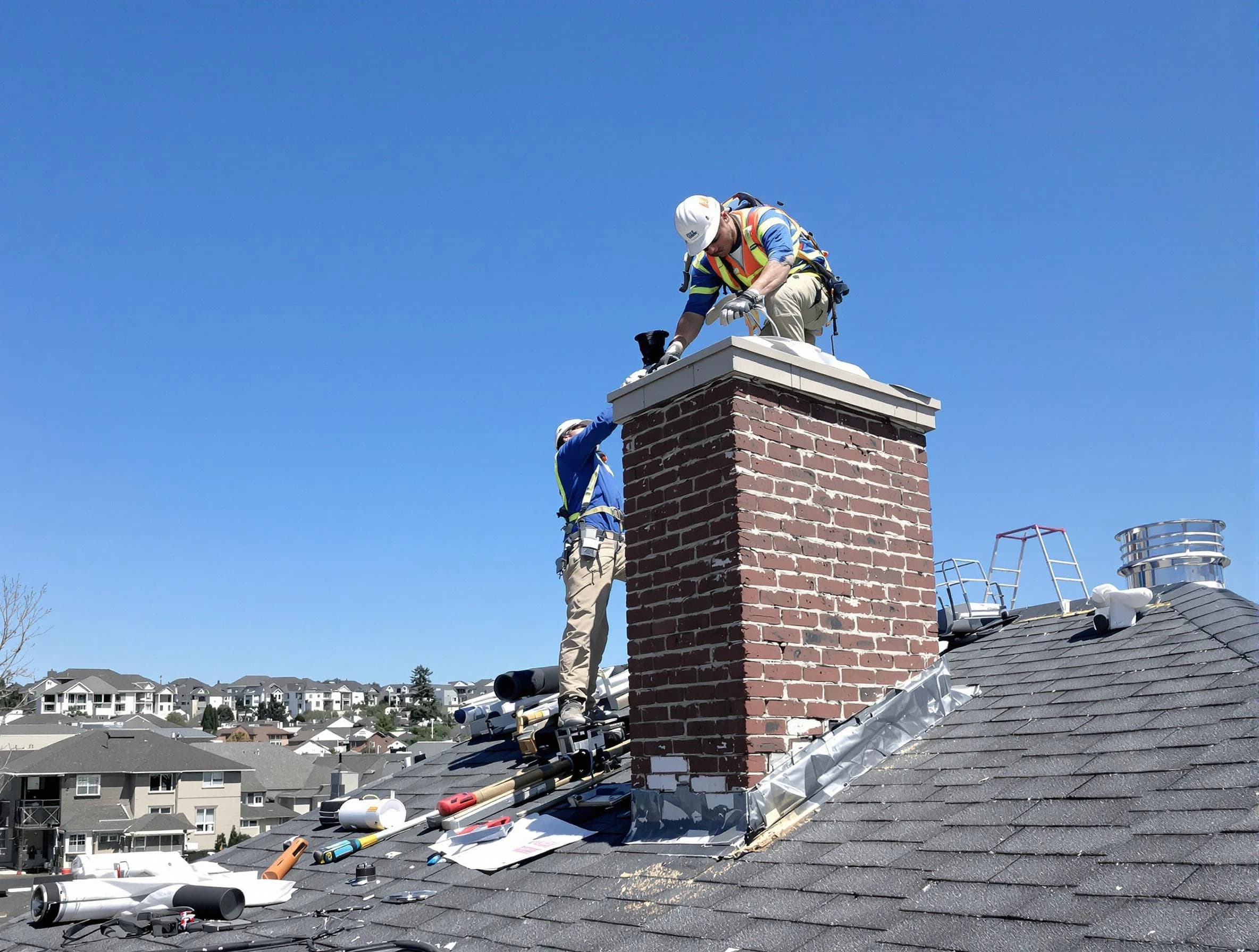 Park City Chimney Sweep repairing a chimney crown in Park City, UT