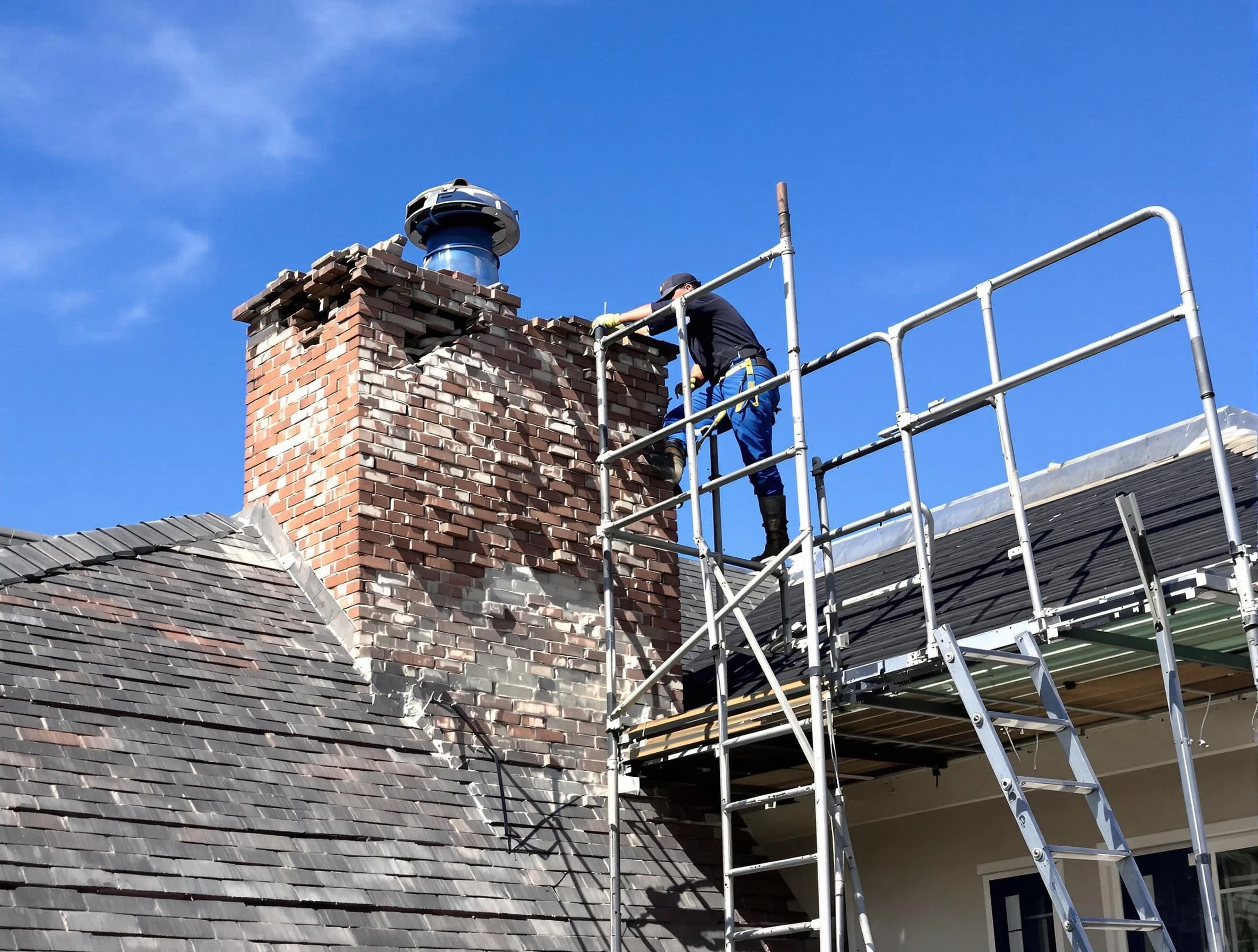 Rebuilding a chimney structure by Park City Chimney Sweep in Park City, UT