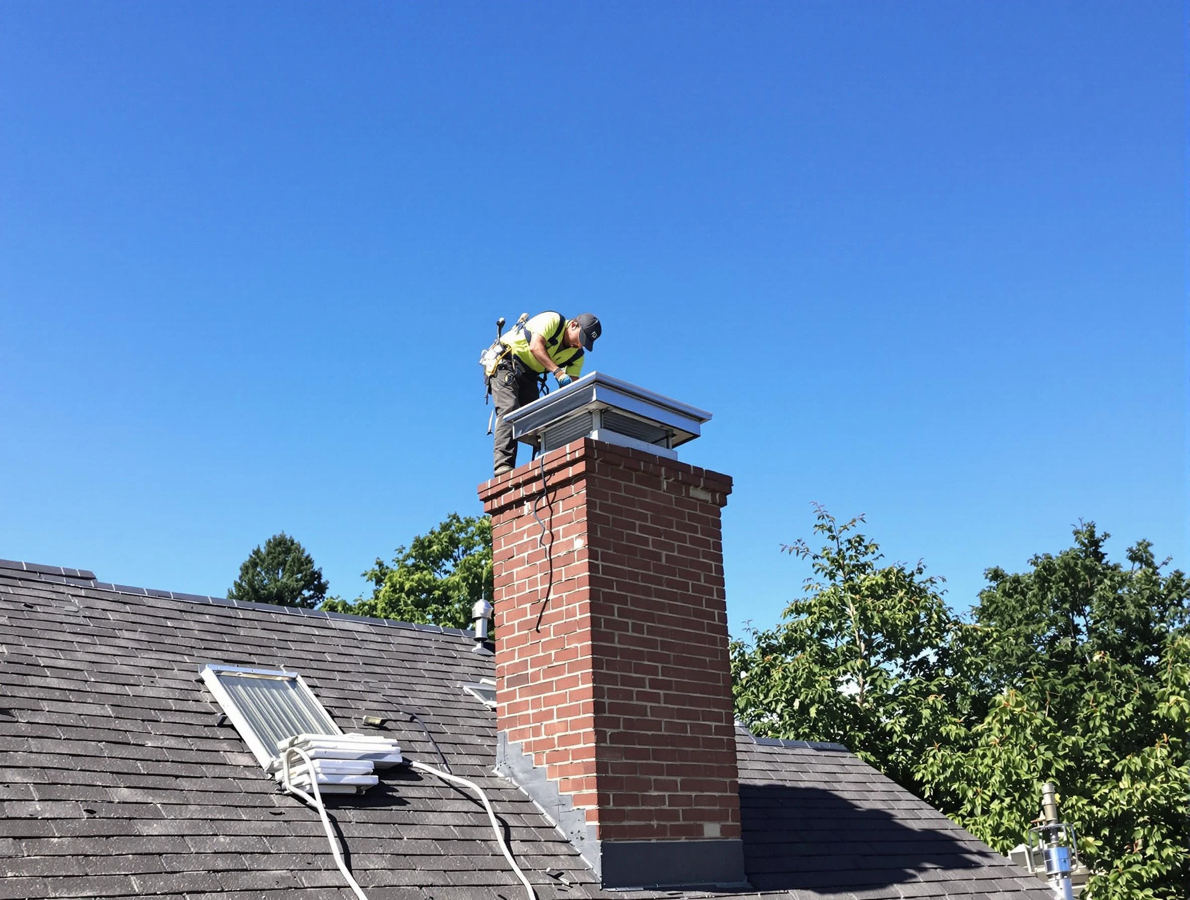 Park City Chimney Sweep technician measuring a chimney cap in Park City, UT