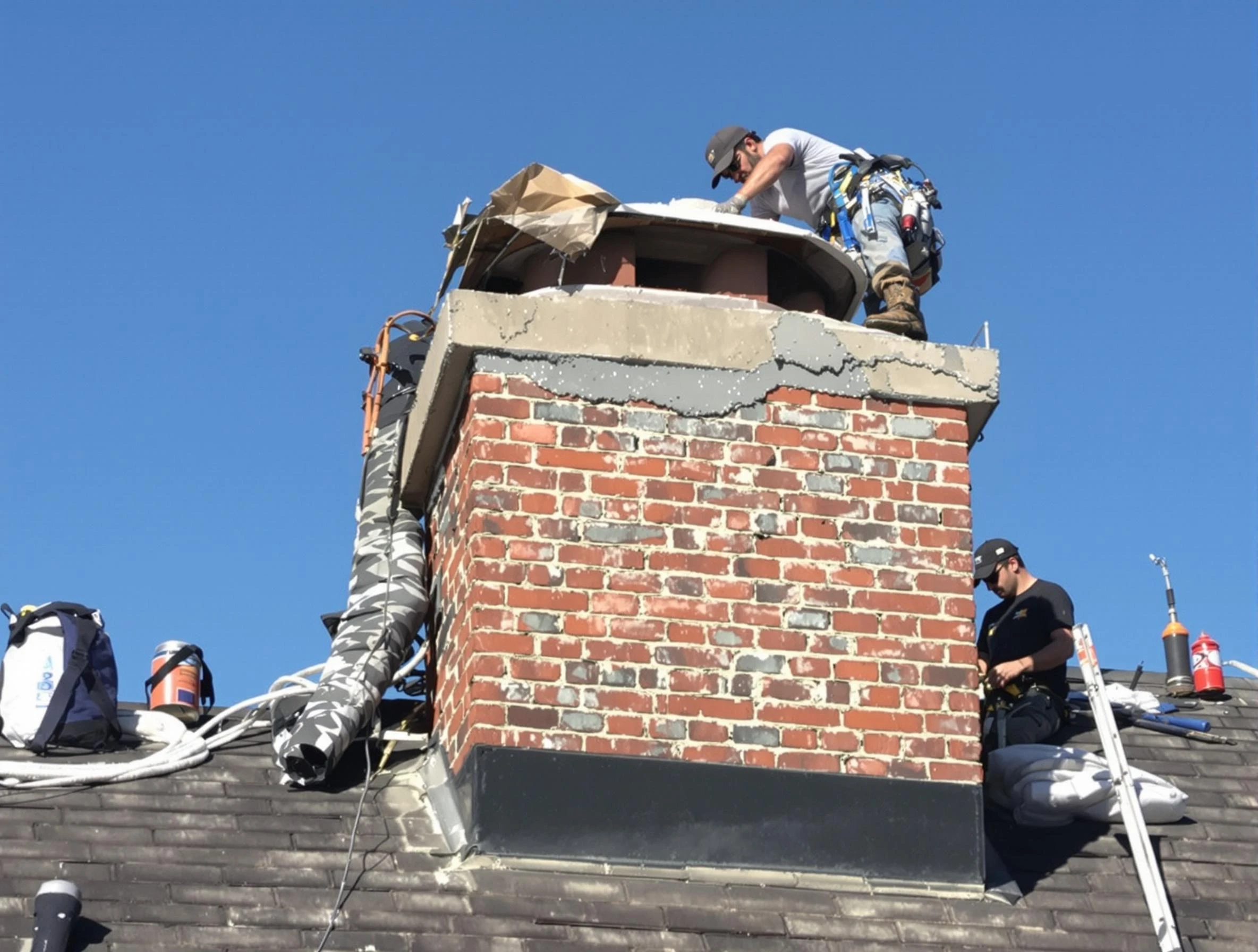 Park City Chimney Sweep installing a custom chimney crown in Park City, UT